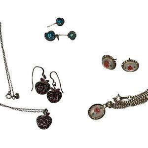 Sterling Silver Jewelry Lot 925 Mexican Chain Earrings Pendant 19.42g